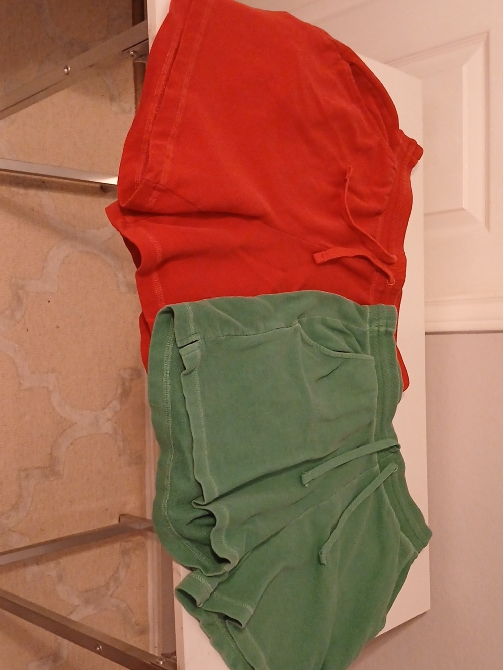 Old Navy Vintage Womens Orange & Green Drawstring Shorts Duo